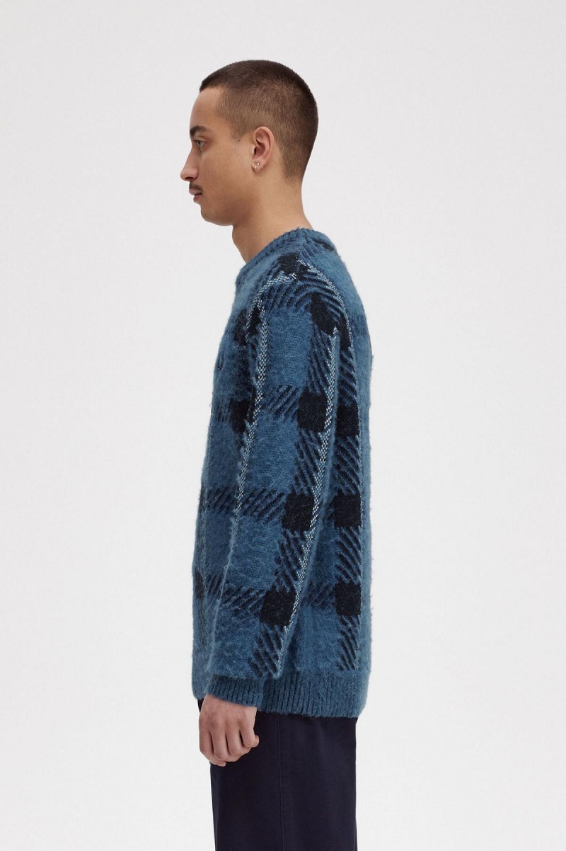 Prendas De Punto Fred Perry Glitch Tartan Jumper Hombre Azules | ACLDF80759