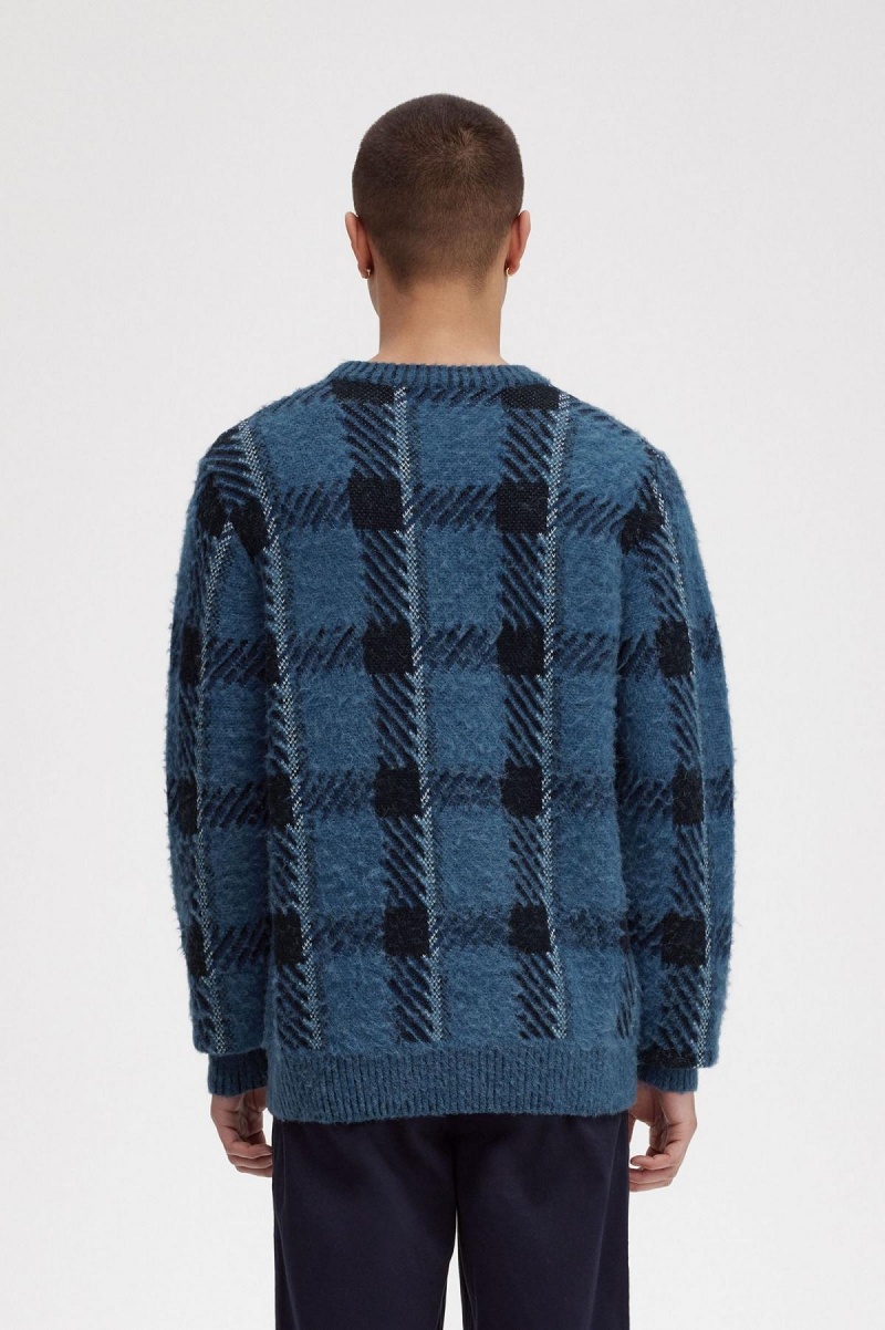 Prendas De Punto Fred Perry Glitch Tartan Jumper Hombre Azules | ACLDF80759