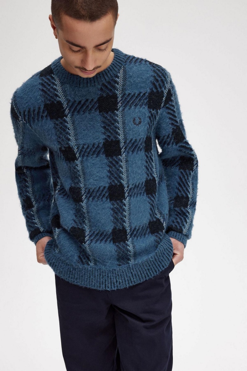 Prendas De Punto Fred Perry Glitch Tartan Jumper Hombre Azules | ACLDF80759