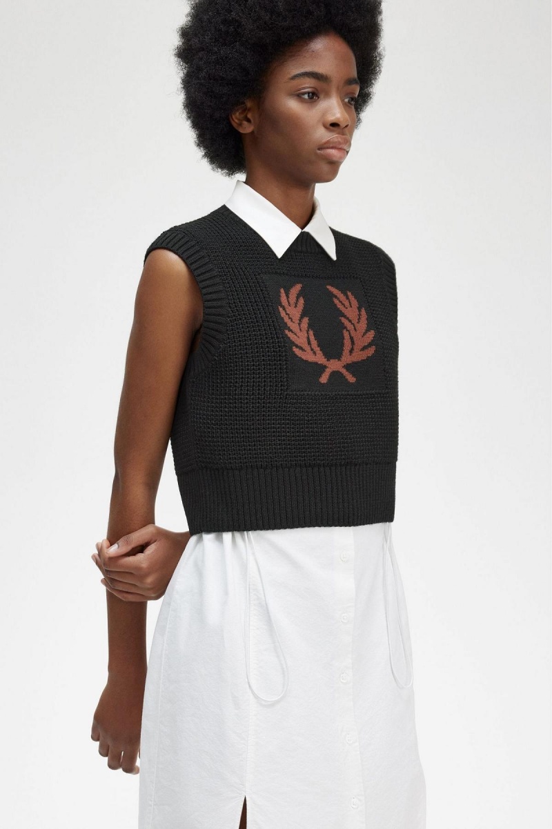 Prendas De Punto Fred Perry Laurel Wreath De Punto Tank Mujer Negras | CLICD57169