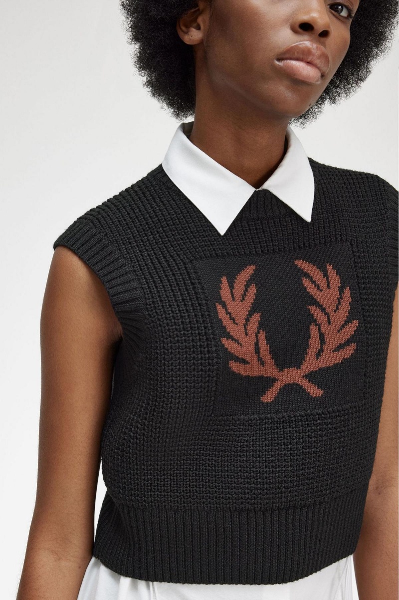 Prendas De Punto Fred Perry Laurel Wreath De Punto Tank Mujer Negras | CLICD57169