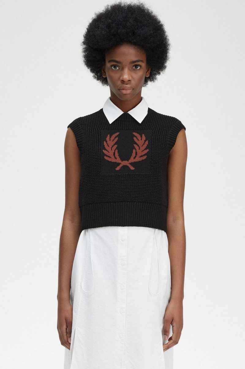 Prendas De Punto Fred Perry Laurel Wreath De Punto Tank Mujer Negras | CLICD57169