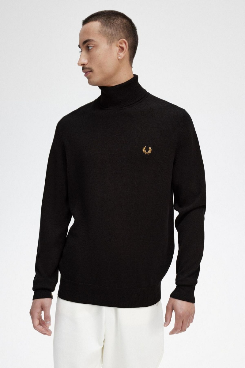 Prendas De Punto Fred Perry Roll Neck Jumper Hombre Azul Marino | CLEGJ31942