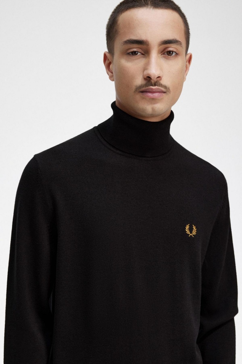 Prendas De Punto Fred Perry Roll Neck Jumper Hombre Azul Marino | CLEGJ31942