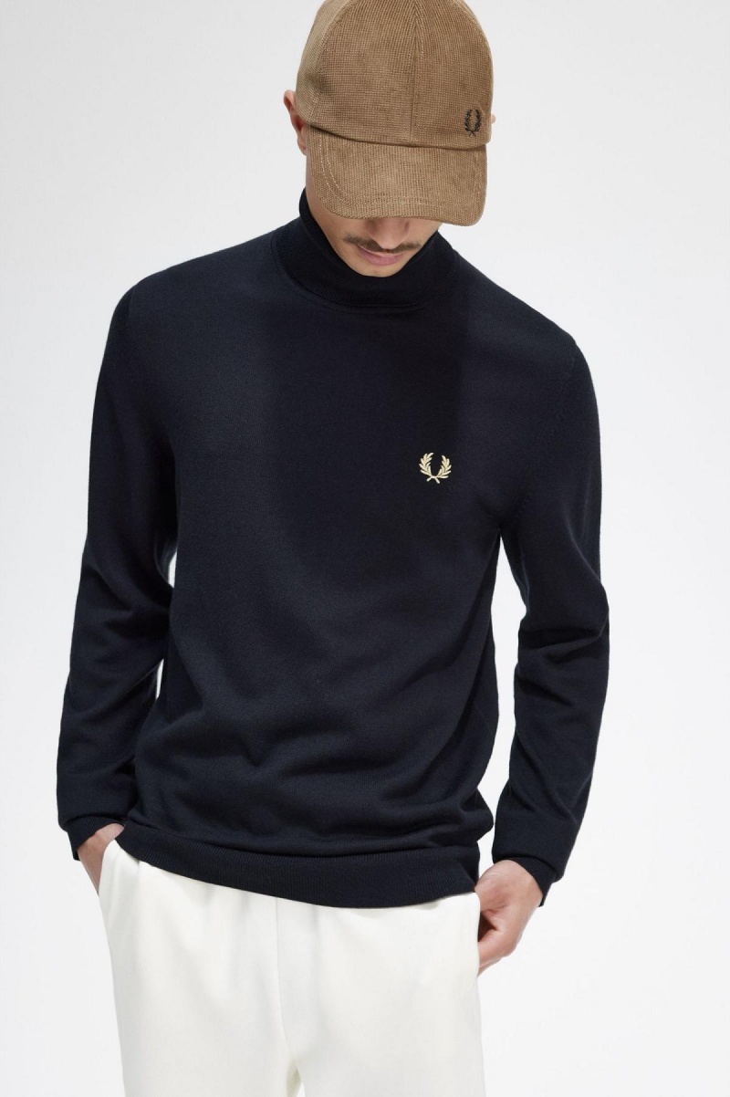 Prendas De Punto Fred Perry Roll Neck Jumper Hombre Negras | BCLSO24219