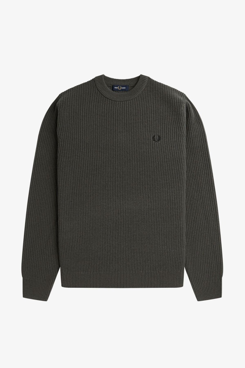 Prendas De Punto Fred Perry Textured Lambswool Jumper Hombre Verde | QCLUV95104