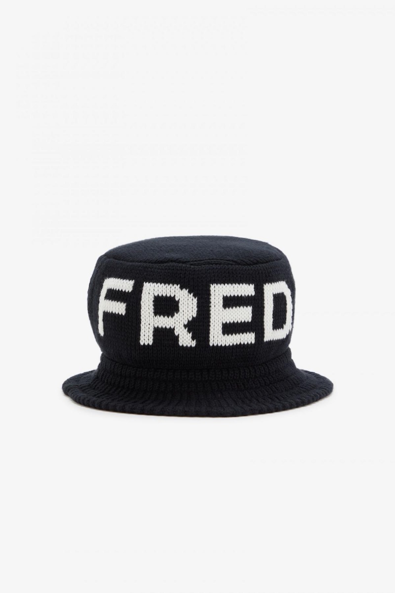 Sombrero Fred Perry De Punto Bucket Accessories Negras Blancas | CLCIF67118