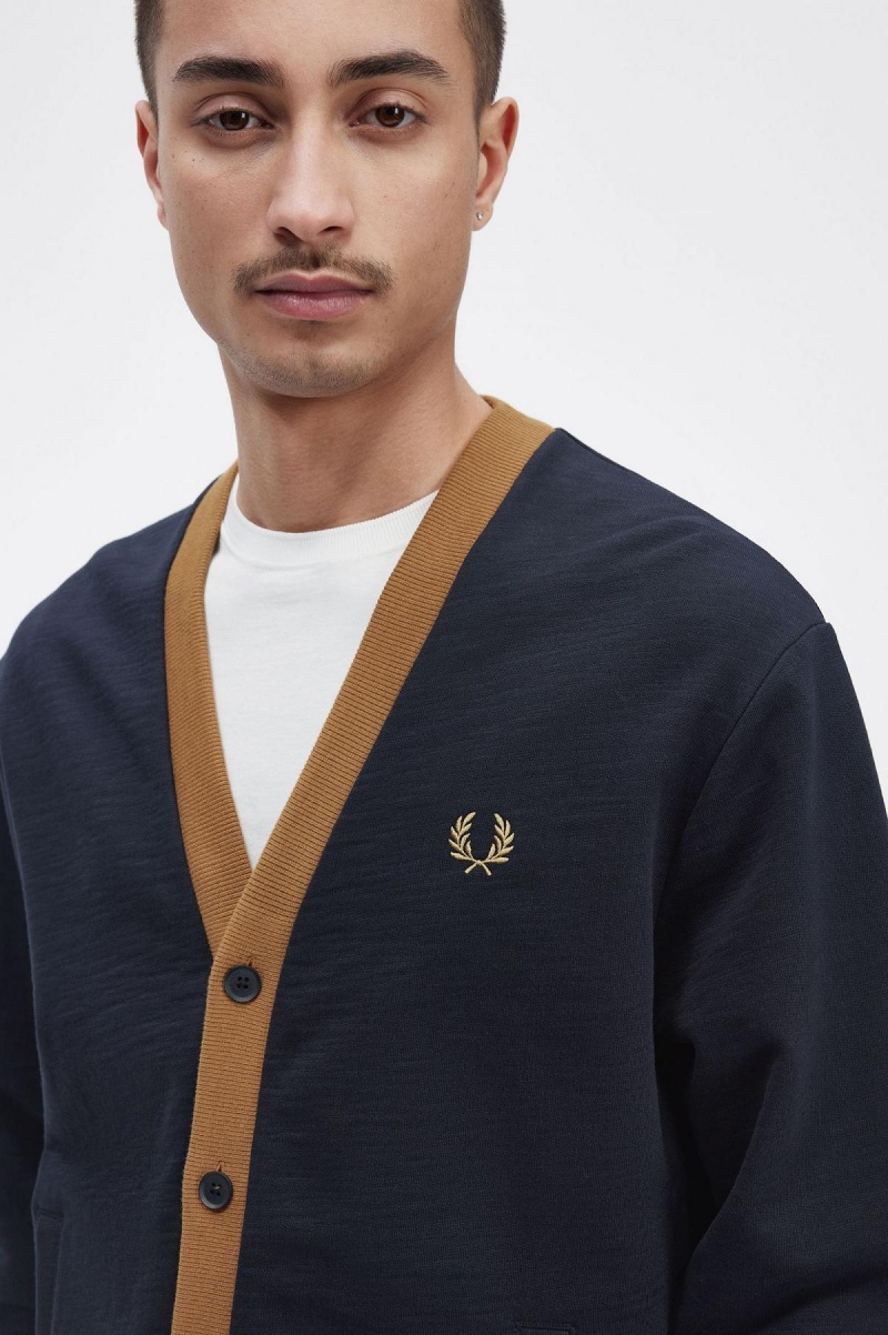 Sudaderas Fred Perry Button Through Hombre Azul Marino | ZCLMJ20118