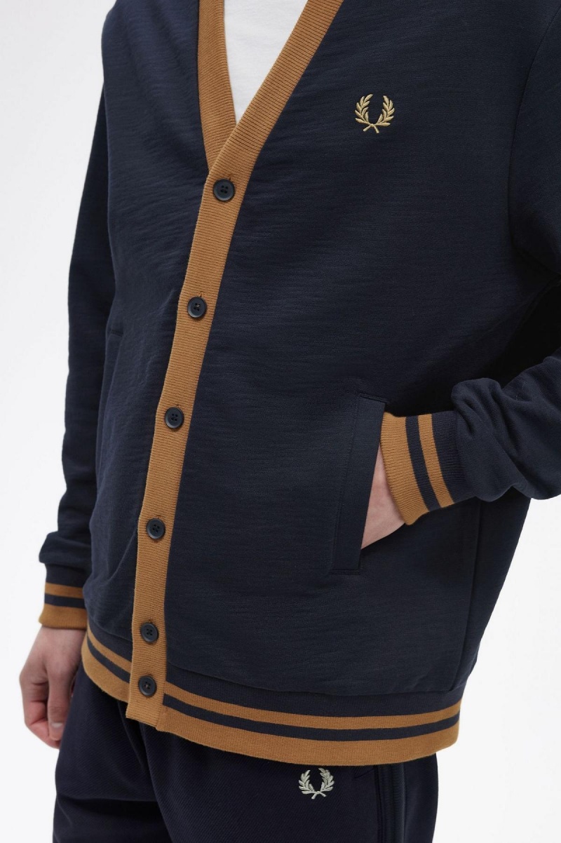 Sudaderas Fred Perry Button Through Hombre Azul Marino | ZCLMJ20118