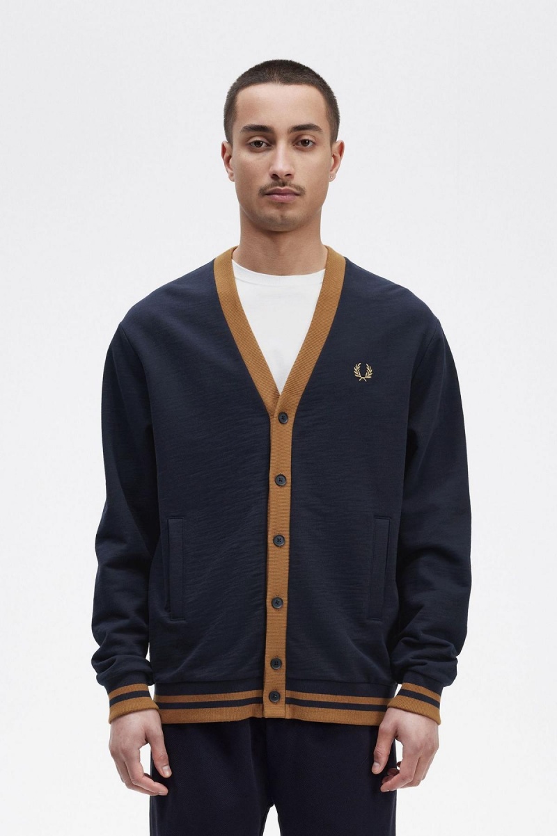 Sudaderas Fred Perry Button Through Hombre Azul Marino | ZCLMJ20118