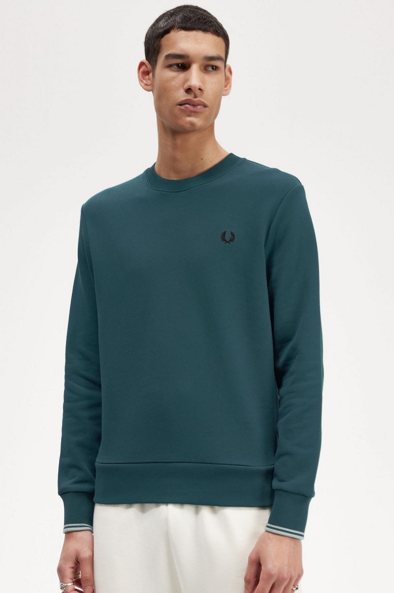 Sudaderas Fred Perry Crew Neck Hombre Azules | DCLVO22105