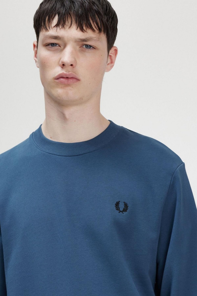 Sudaderas Fred Perry Crew Neck Hombre Azules | CLEAH28911