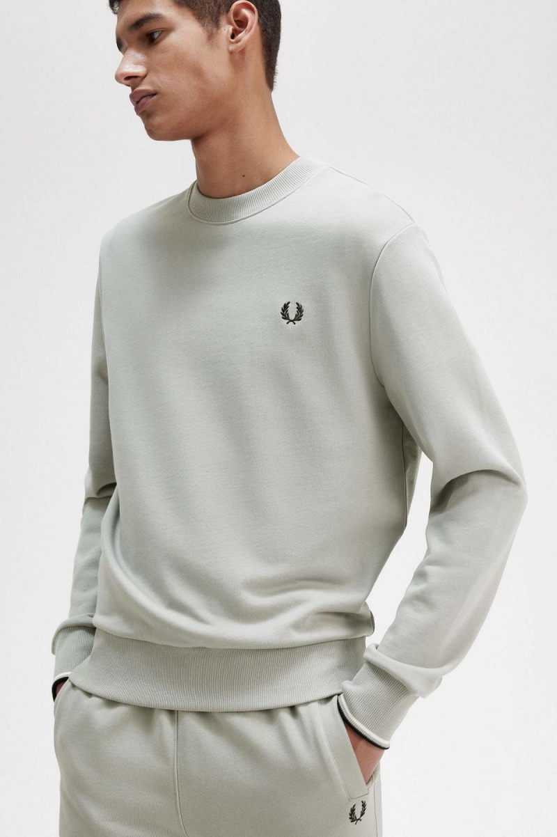 Sudaderas Fred Perry Crew Neck Hombre Limestone | ACLDF44476