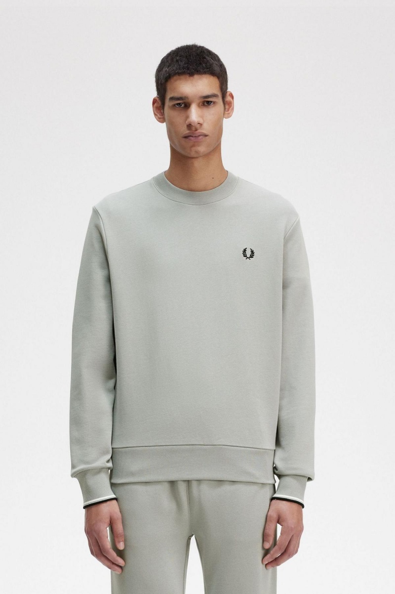 Sudaderas Fred Perry Crew Neck Hombre Limestone | ACLDF44476