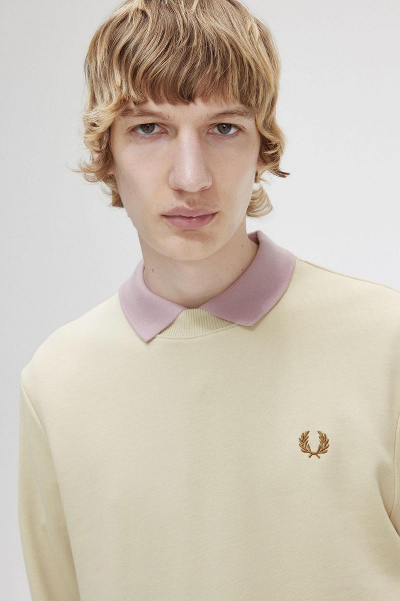 Sudaderas Fred Perry Crew Neck Hombre Oatmeal | CLZPD92471