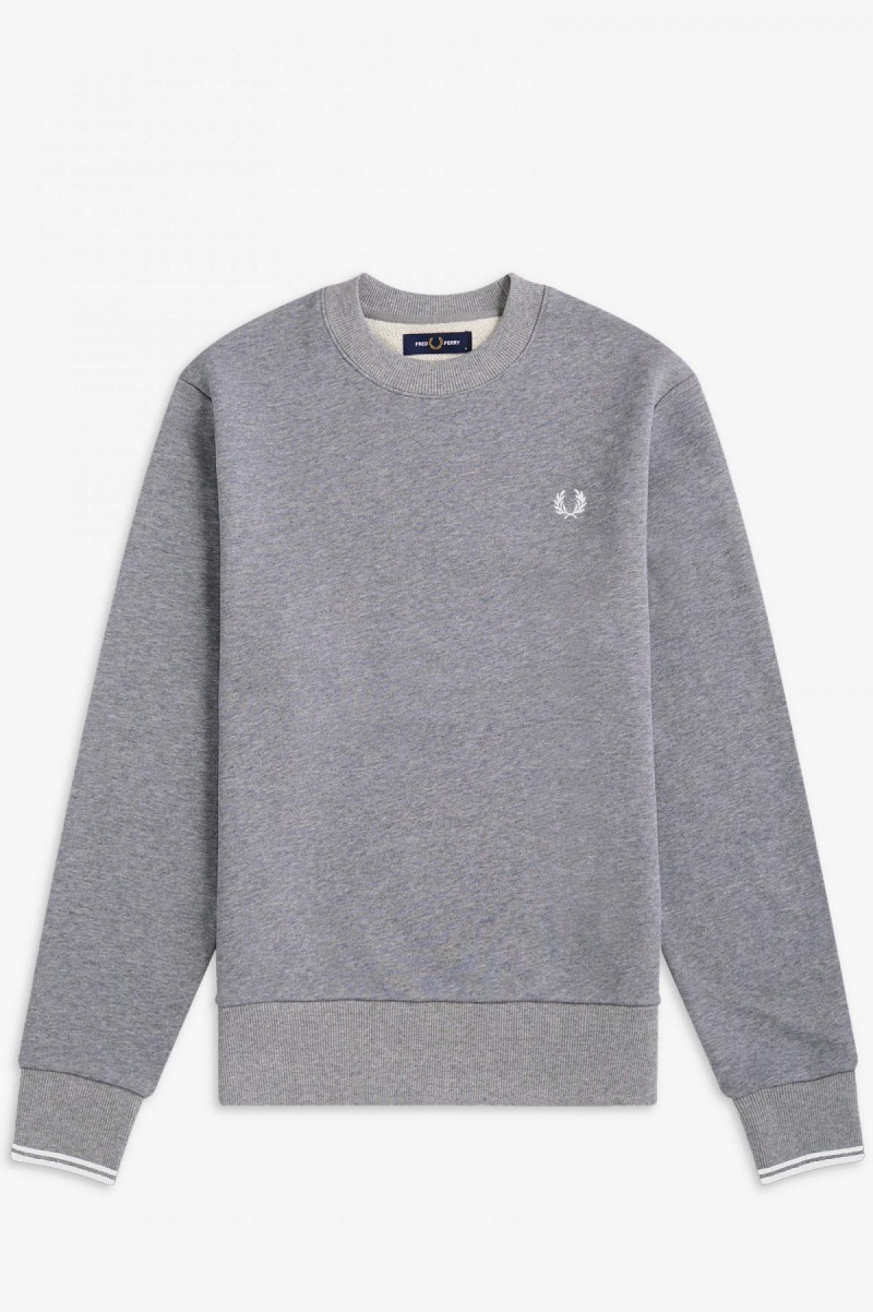 Sudaderas Fred Perry Crew Neck Hombre Steel Marl | ZCLMJ36791