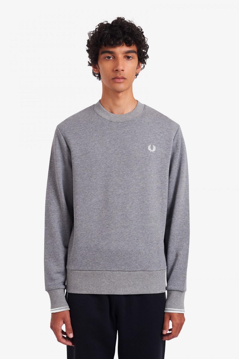 Sudaderas Fred Perry Crew Neck Hombre Steel Marl | ZCLMJ36791