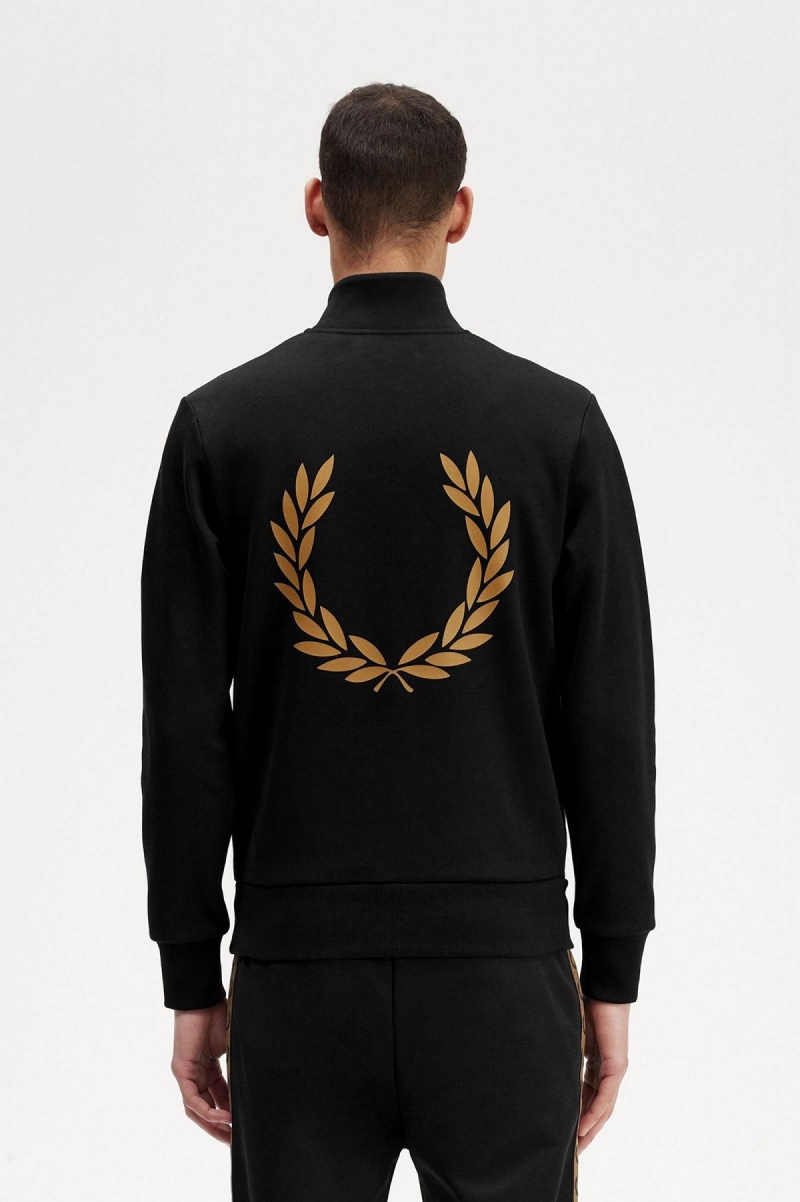 Sudaderas Fred Perry Double Estampadas Half Zip Hombre Negras | ACLDF49025