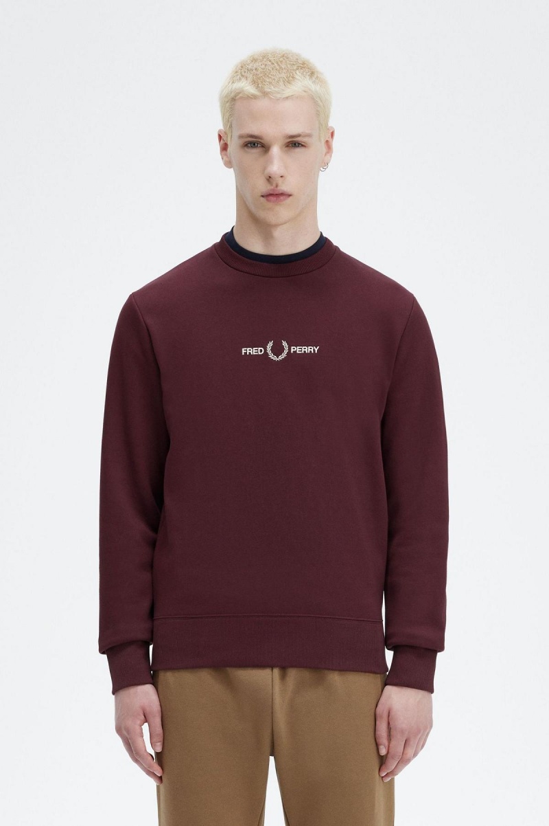 Sudaderas Fred Perry Embroidered Hombre Oxblood | GCLEC29647