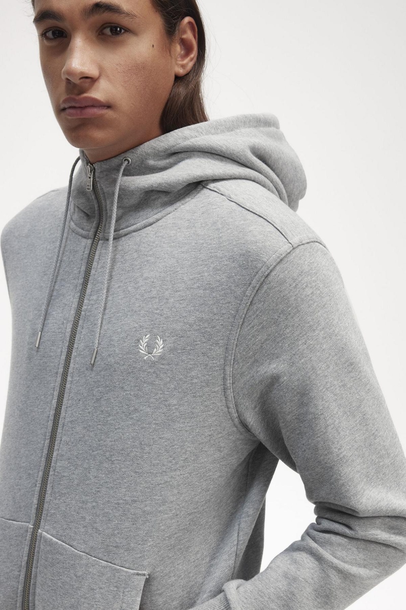 Sudaderas Fred Perry Encapuchado Zip Through Hombre Steel Marl | CLQCS69354