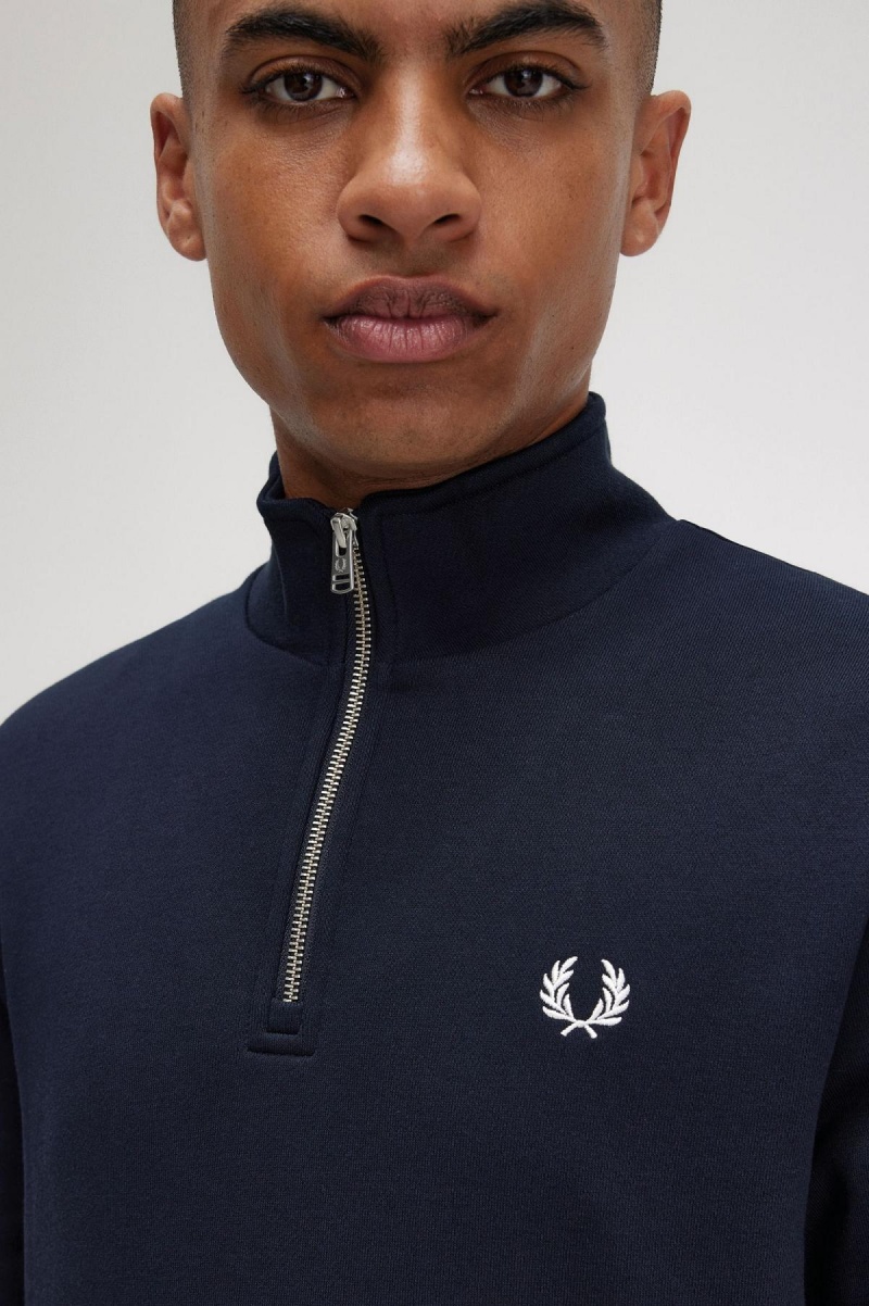 Sudaderas Fred Perry Half Zip Hombre Azul Marino | TCLWZ67047