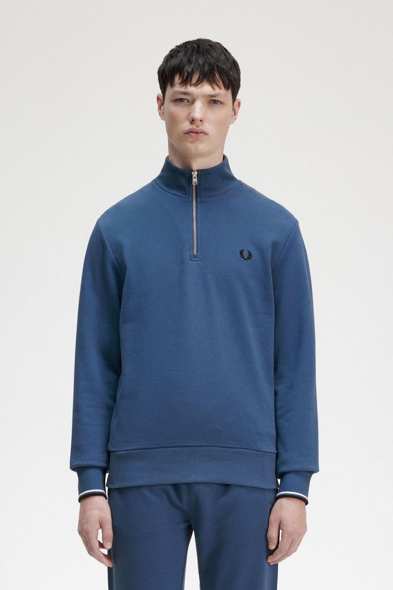 Sudaderas Fred Perry Half Zip Hombre Azules | CLJVR57931