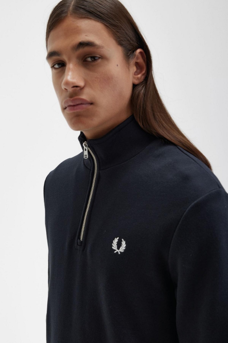 Sudaderas Fred Perry Half Zip Hombre Negras | DCLKV23726