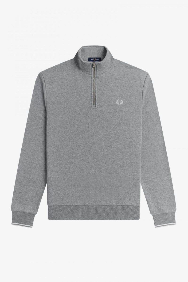 Sudaderas Fred Perry Half Zip Hombre Steel Marl | ZCLMJ92220