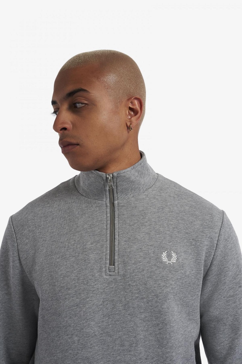 Sudaderas Fred Perry Half Zip Hombre Steel Marl | ZCLMJ92220