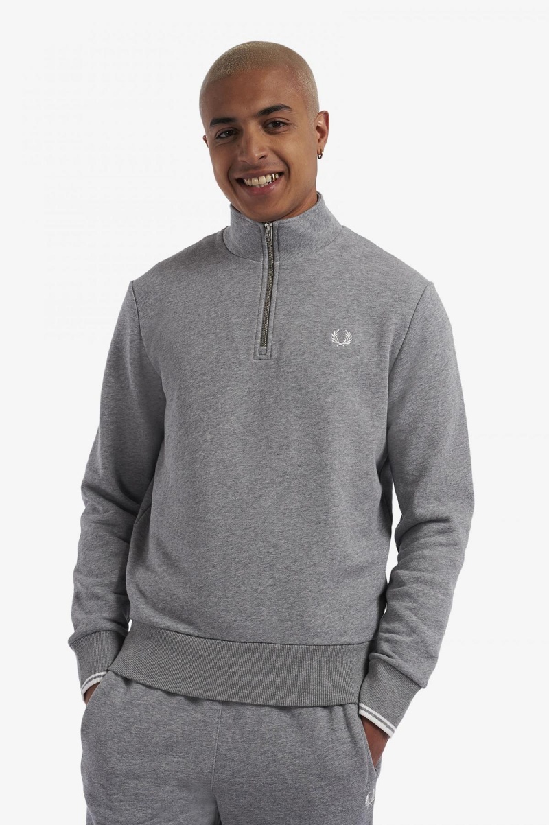 Sudaderas Fred Perry Half Zip Hombre Steel Marl | ZCLMJ92220