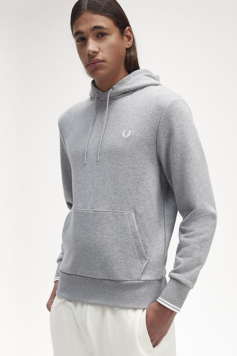 Sudaderas Fred Perry Tipped Encapuchado Hombre Steel Marl | FCLUI93597