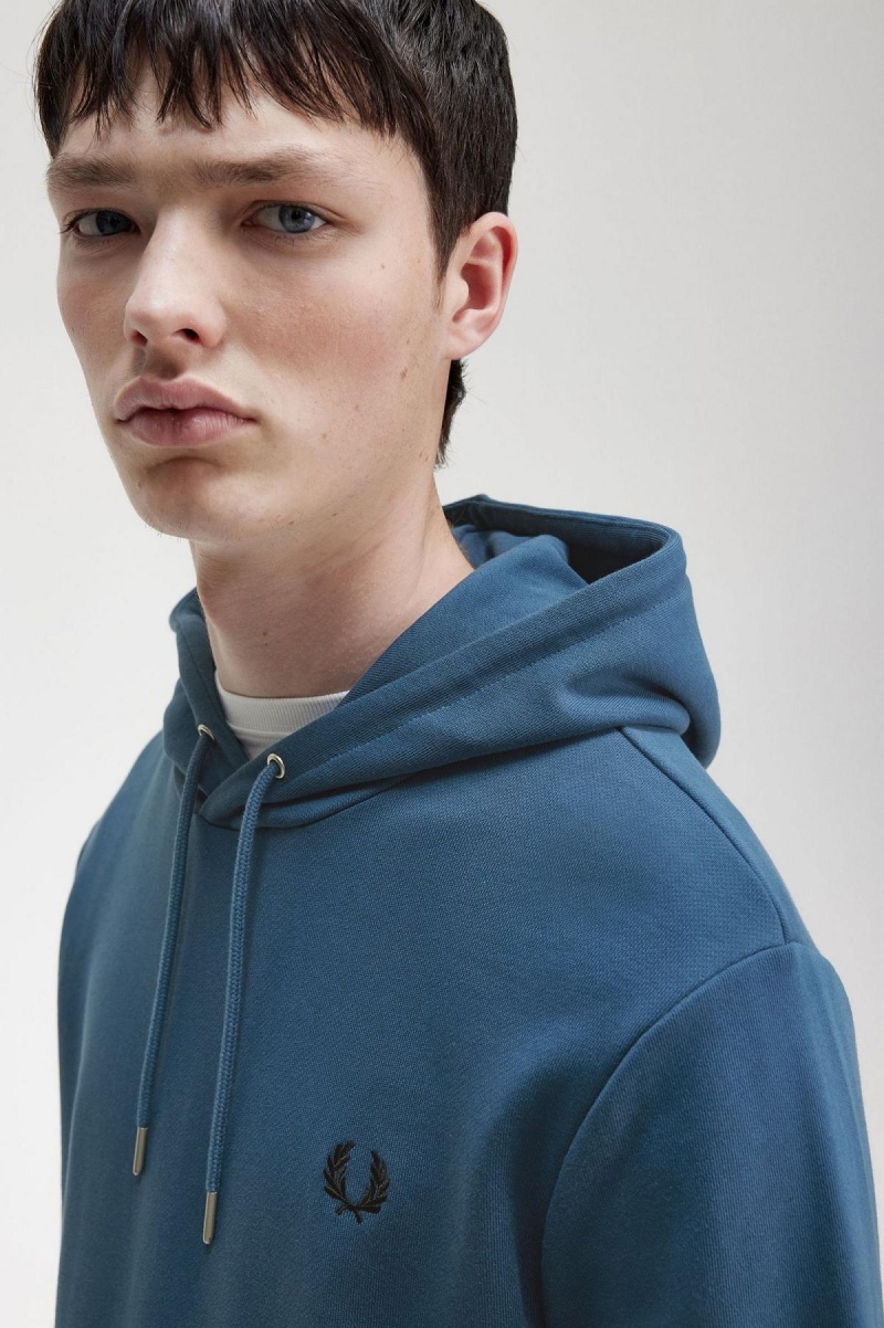 Sudaderas Fred Perry Tipped Encapuchado Hombre Azules | QCLWA25421