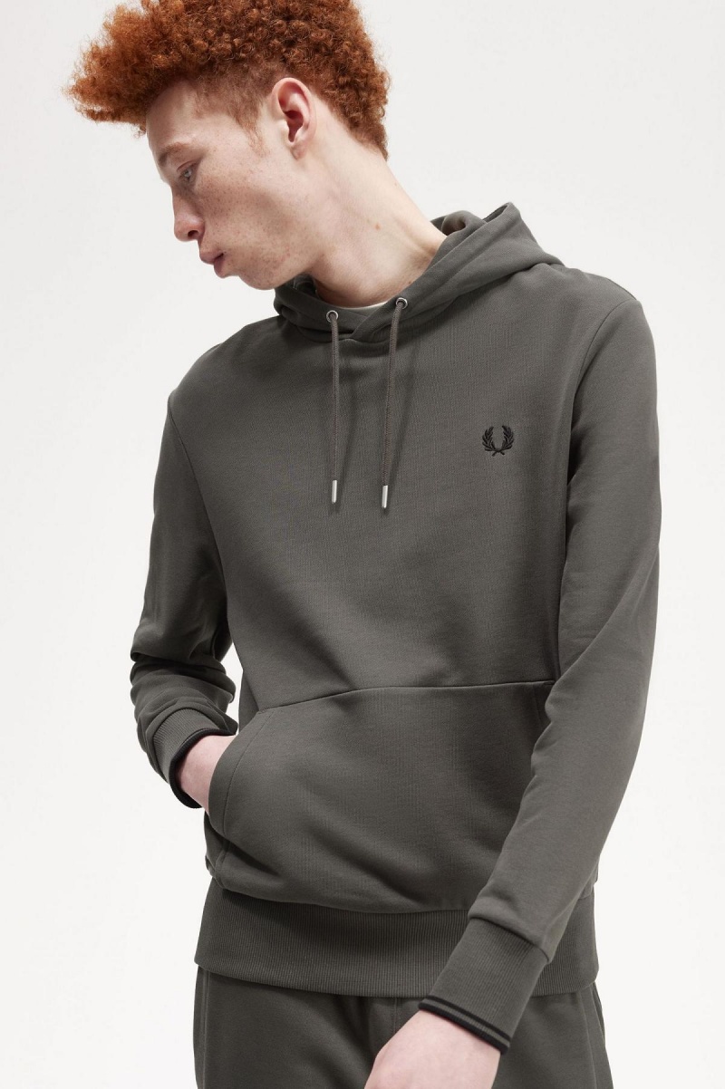 Sudaderas Fred Perry Tipped Encapuchado Hombre Verde | CLJBT94150