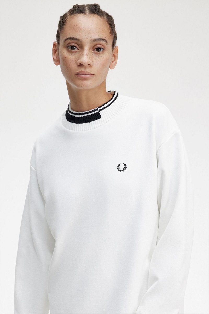 Sudaderas Fred Perry Tipped Trim Mujer Blancas | CLQCS97325