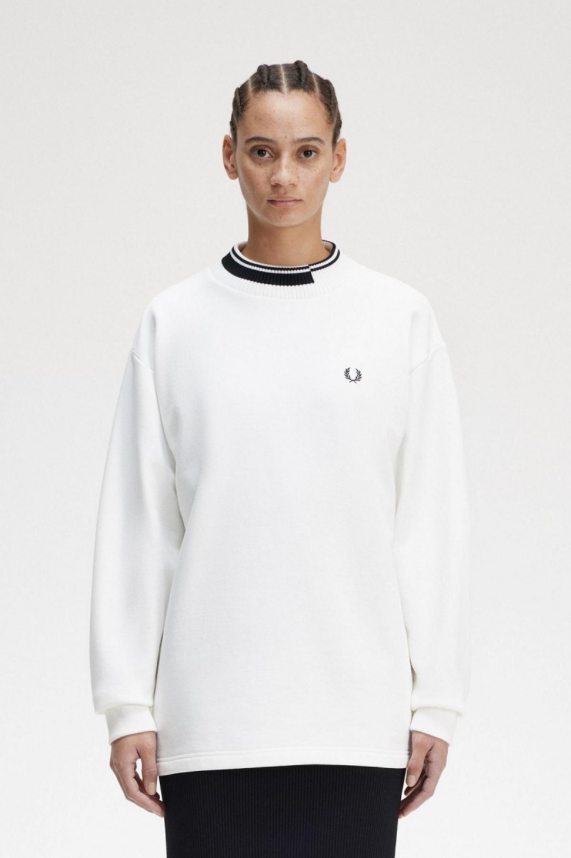 Sudaderas Fred Perry Tipped Trim Mujer Blancas | CLQCS97325