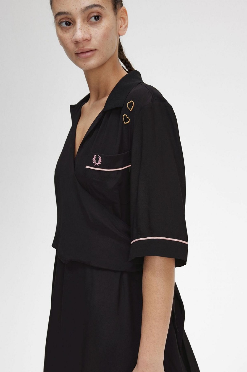 Vestido Fred Perry Bowling Shirt Mujer Negras | BCLSD85254