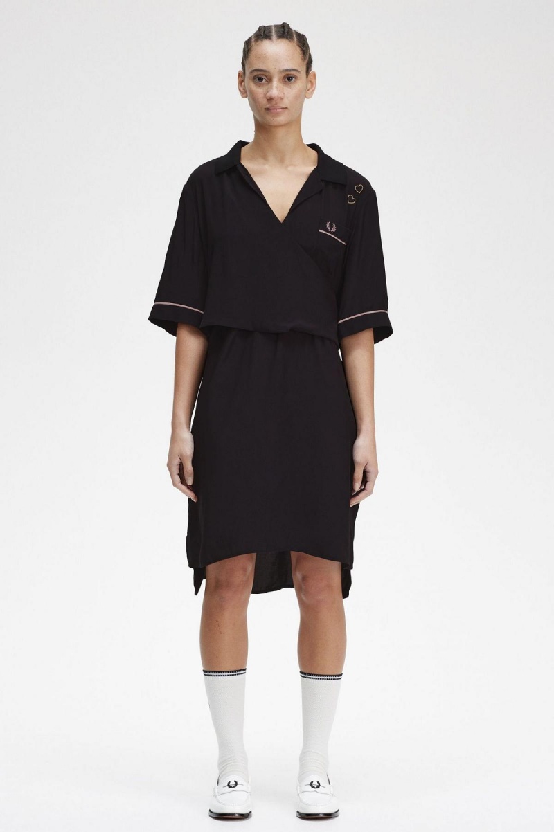 Vestido Fred Perry Bowling Shirt Mujer Negras | BCLSD85254