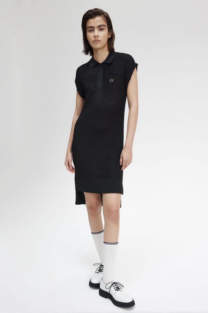 Vestido Fred Perry De Punto Shirt Mujer Negras | TCLWZ53050