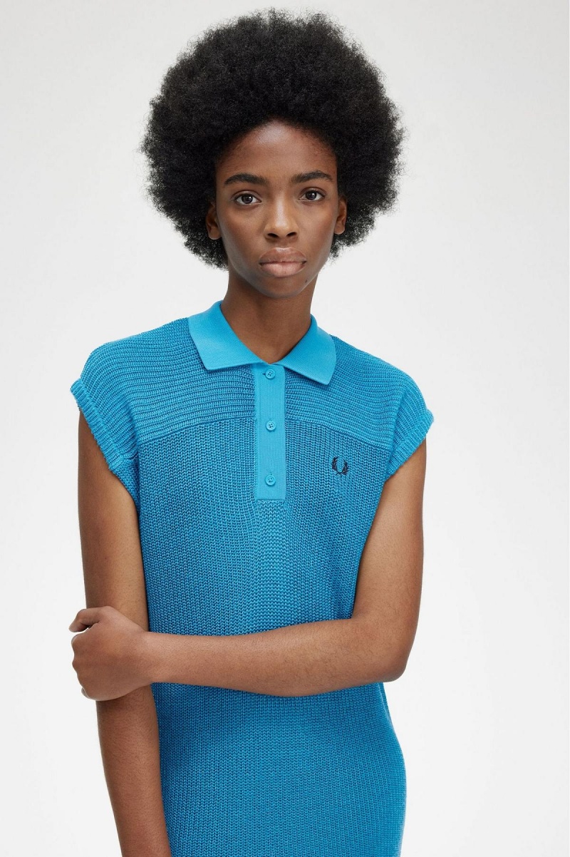 Vestido Fred Perry De Punto Shirt Mujer Azules | MCLFT24536