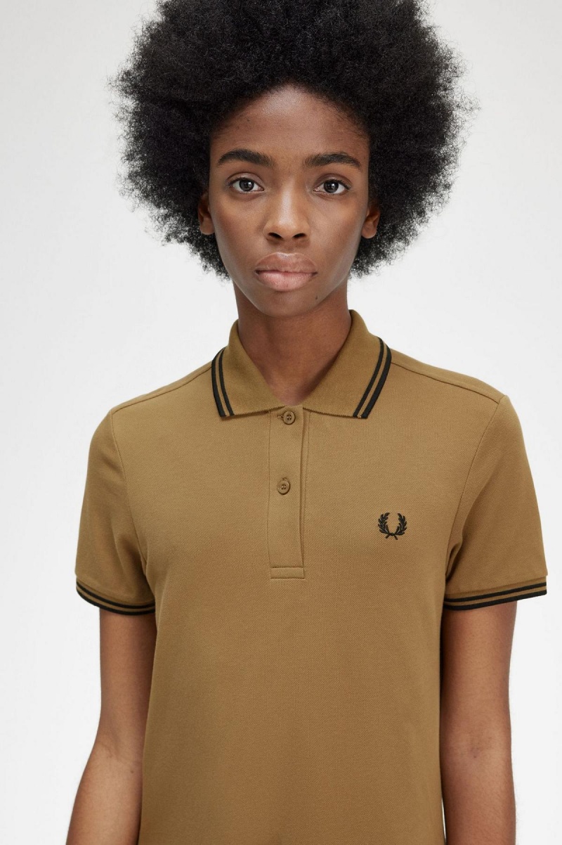 Vestido Fred Perry Twin Tipped Fred Perry Shirt Mujer Shaded Stone | XCLGW18280