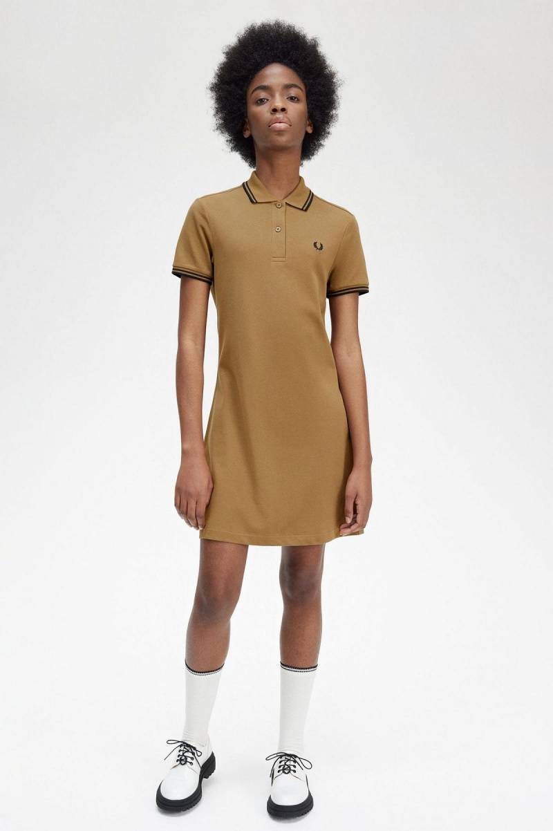 Vestido Fred Perry Twin Tipped Fred Perry Shirt Mujer Shaded Stone | XCLGW18280