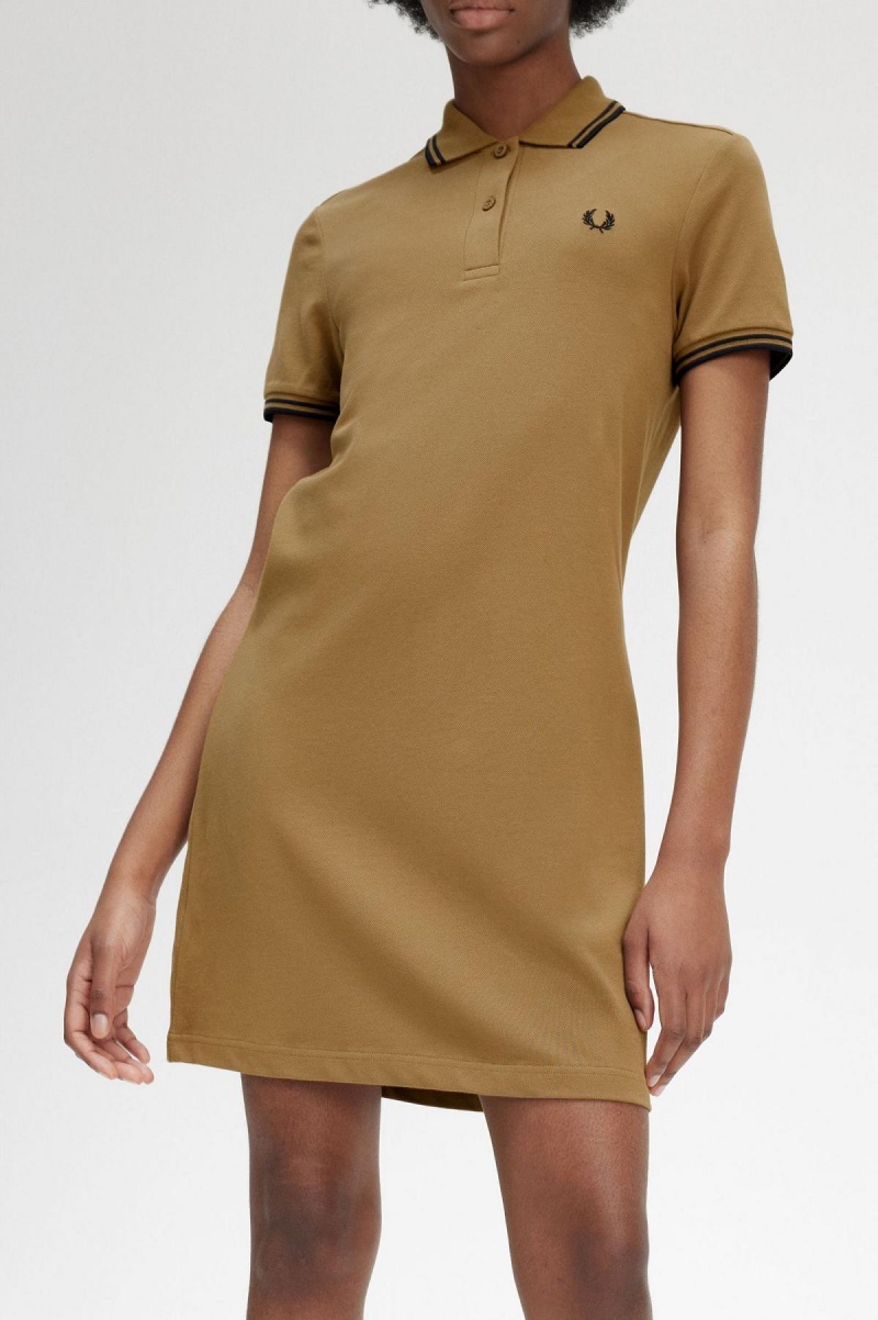 Vestido Fred Perry Twin Tipped Fred Perry Shirt Mujer Shaded Stone | XCLGW18280