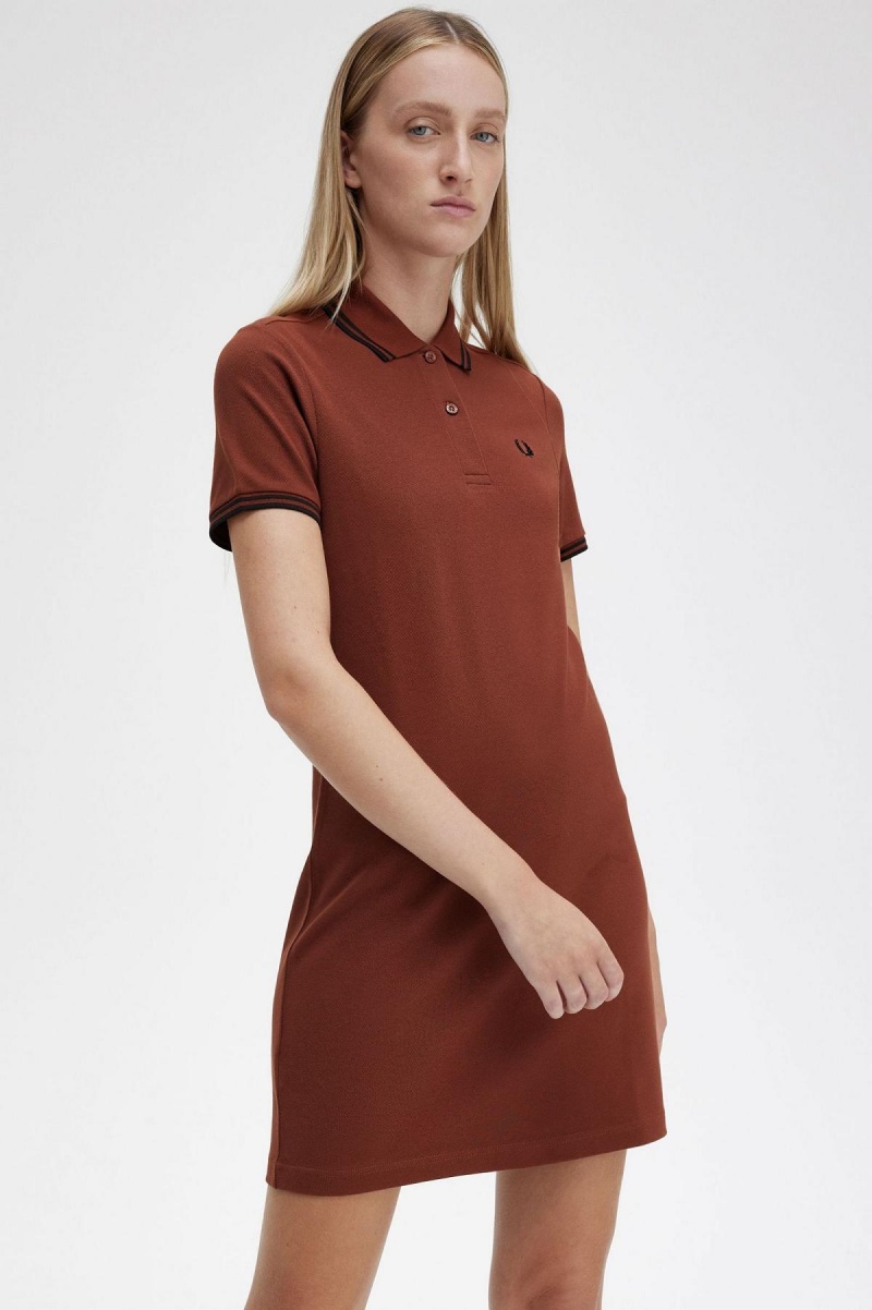 Vestido Fred Perry Twin Tipped Fred Perry Shirt Mujer Marrones Negras Negras | MCLFT19229