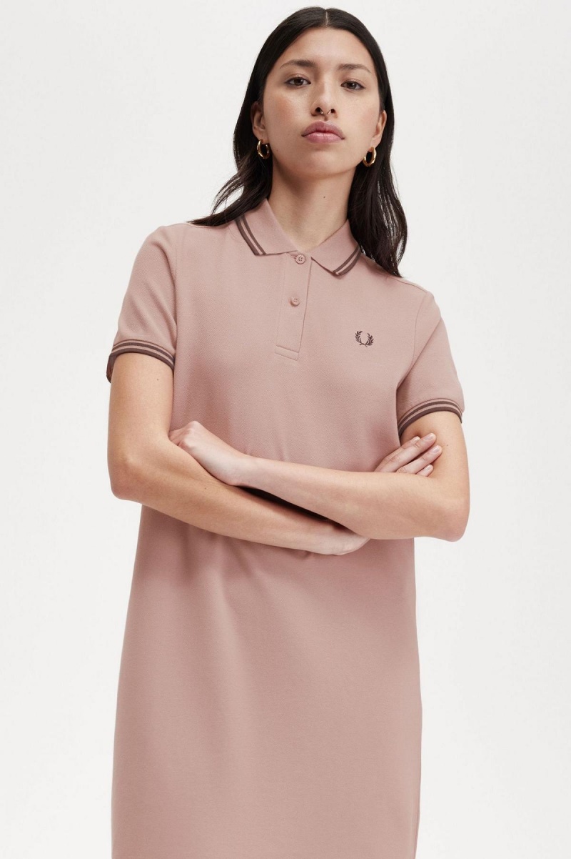 Vestido Fred Perry Twin Tipped Fred Perry Shirt Mujer Rosas Oscuro Marrones Marrones | SCLNY10221