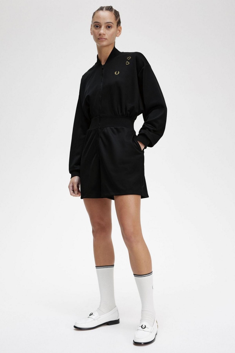 Vestido Fred Perry Zip-Through Playsuit Mujer Negras | PCLQX69761