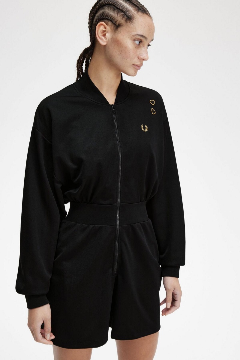 Vestido Fred Perry Zip-Through Playsuit Mujer Negras | PCLQX69761