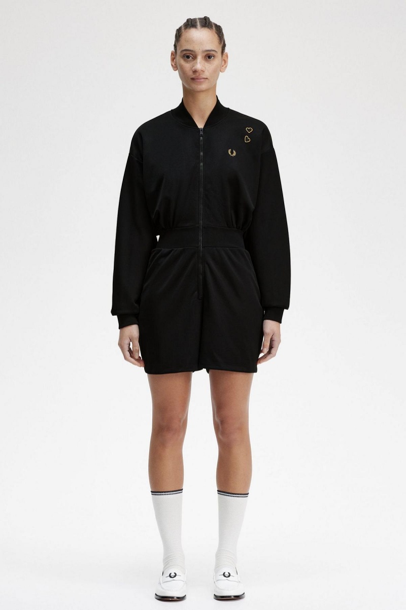 Vestido Fred Perry Zip-Through Playsuit Mujer Negras | PCLQX69761