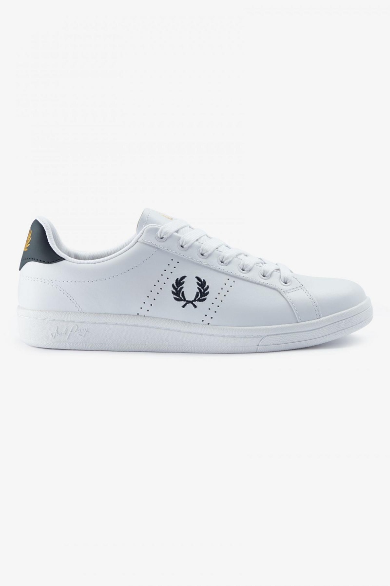 Zapatos Fred Perry B721 Hombre Blancas Azul Marino | CLZPD20549