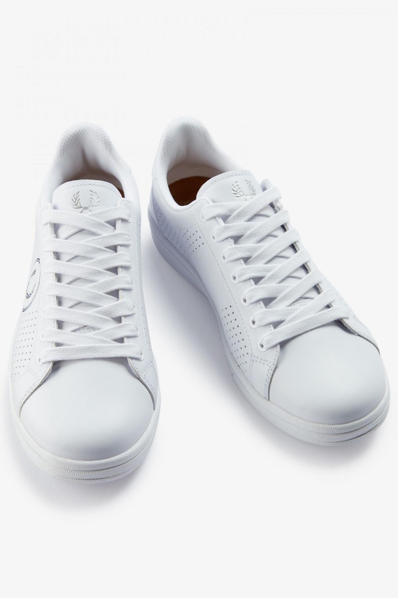 Zapatos Fred Perry B721 Hombre Blancas Negras | FCLUI62941