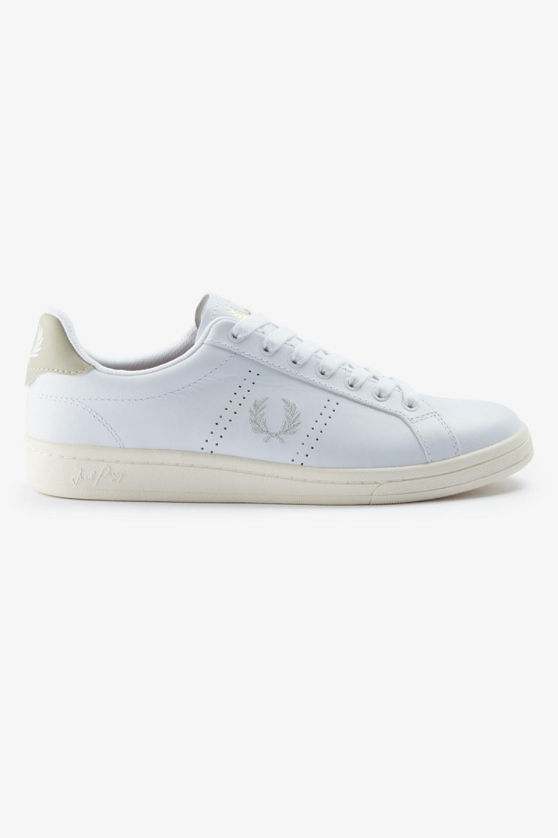 Zapatos Fred Perry B721 Hombre Blancas Verde Menta | UCLTG13265